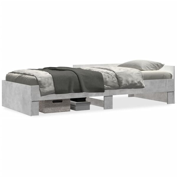vidaXL Cadre de lit sans matelas gris béton 75x190cm bois d'ingénierie