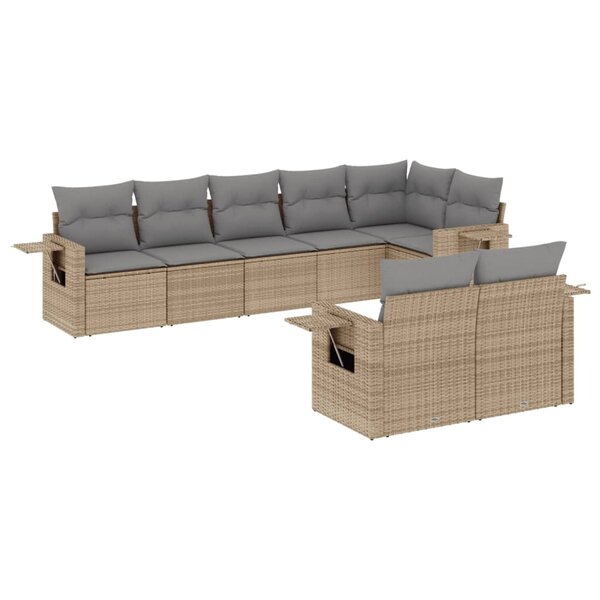 vidaXL Salon de jardin avec coussins 8 Pièces beige résine tressée