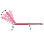 vidaXL Chaises longues pliables lot de 2 Acier et tissu Rose