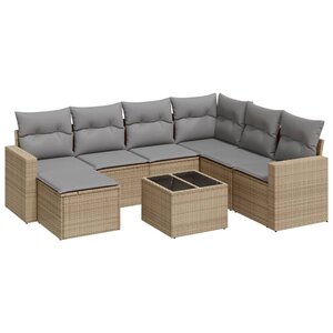 vidaXL Salon de jardin avec coussins 8 Pièces beige résine tressée