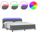 vidaXL Lit Box Spring avec Matelas & LED Gris Foncé 200x200 cm Tissu