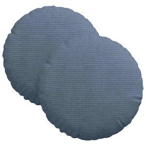 vidaXL Coussins de siège 2 Pièces Bleu Ø 30 cm Tissu en velours côtelé