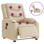vidaXL Fauteuil inclinable de massage électrique crème tissu
