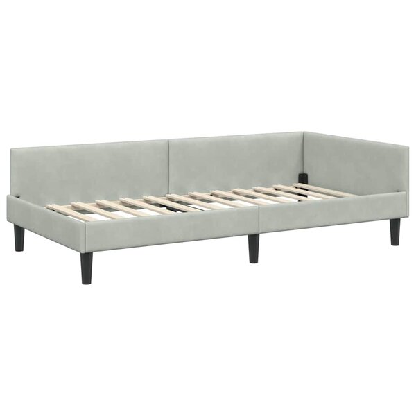 vidaXL Cadre de lit d'angle avec tête de lit Gris clair 90 x 190 cm