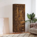 vidaXL Buffet haut Chêne fumé 69 5x34x180 cm Bois d'ingénierie