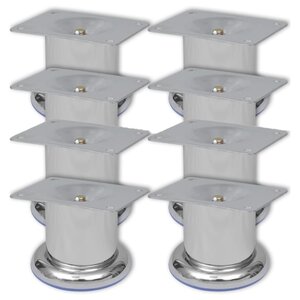 vidaXL Pieds ronds de canapé 8 Pièces Chrome 60 mm