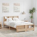 vidaXL Cadre de lit Marron 135 x 190 cm Bois massif en pin