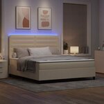 vidaXL Lit à ressorts avec matelas avec LED Crème 180 x 200 cm tissu