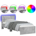 vidaXL Cadre de lit sans matelas avec lumières LED gris béton 90x190cm