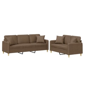vidaXL Ensemble de canapés 2 Pièces avec coussins marron tissu