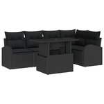 vidaXL Ensemble de canapé de jardin avec coussin 6 Pièces Noir Poly rotin