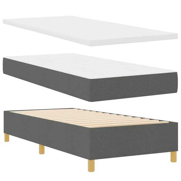 vidaXL Lit à ressorts avec matelas et banc gris foncé 80x200 cm en tissu
