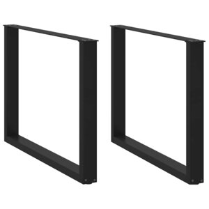 vidaXL Pieds de table à manger en U 2 pièces Noir 100 x (72-73) cm Acier