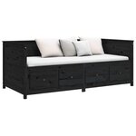 vidaXL Lit de jour Noir 75x190 cm Bois de pin massif