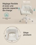 Fauteuil de bureau chaise pivotante confortable siège ergonomique réglable en hauteur charge 120 kg cadre enacier tissu imitation lin pour bureau beige 12_0005888