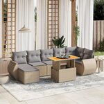 vidaXL Salon de jardin avec coussins 8 Pièces beige résine tressée