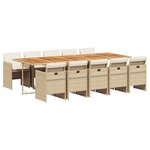 vidaXL Ensemble à manger de jardin et coussins 11 Pièces beige poly rotin