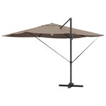 vidaXL Parasol déporté Roma avec LEDs taupe  352x251x265 cm  en aluminium