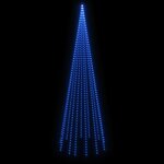 vidaXL Sapin de Noël sur mât de drapeau 732 LED Bleues 500 cm