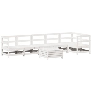 vidaXL Salon de jardin 7 Pièces blanc bois de pin massif