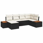 vidaXL Ensemble de canapé de jardin avec coussin 6 Pièces Noir et crème