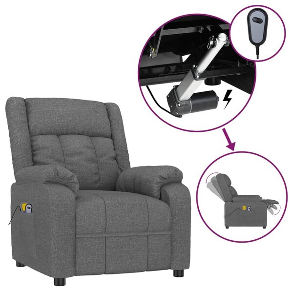 vidaXL Fauteuil électrique de massage Gris foncé Tissu