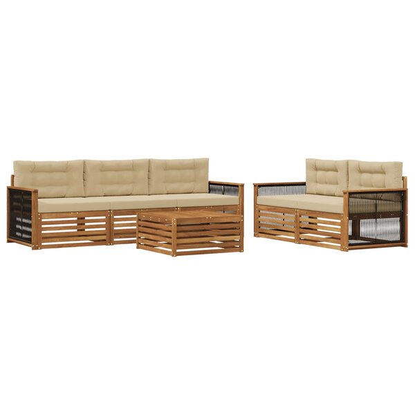 vidaXL Ensemble de canapés d'extérieur 6 pc Naturel et Beige
