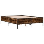 vidaXL Cadre de lit chêne fumé 135x190 cm bois d'ingénierie et métal