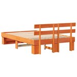 vidaXL Cadre de lit avec tête de lit Brun cire 135 x 190 cm Pin massif