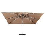 vidaXL Parasol de jardin en porte-à-faux lumières LED mât en aluminium