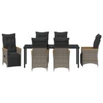 vidaXL Ensemble de Salle à Manger de Jardin de 7 Pièces avec Coussins Gris Poly Rattan