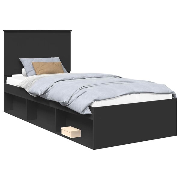 vidaXL Cadre de lit Noir 90 x 190 cm Bois de pin massif