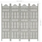 vidaXL Cloison de séparation 4 panneaux Gris 160x165 cm Bois manguier