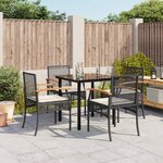 vidaXL Ensemble à manger de jardin coussins 5Pièces Noir Résine tressée