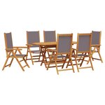vidaXL Ensemble de repas de jardin 7 pièces en bois d'acacia anthracite