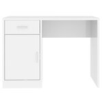 Bureau table poste de travail meuble d'ordinateur informatique étude avec tiroir et armoire brillant 100 x 40 x 73 cm blanc 02_0023450