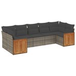 vidaXL Salon de jardin avec coussins 7 Pièces gris résine tressée