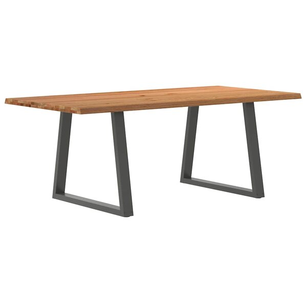 vidaXL Table à manger avec bord naturel 200x100x74cm bois massif chêne