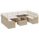vidaXL Ensemble de canapé de jardin 10 Pièces Beige Poly Rattan