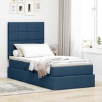 vidaXL Lit avec rangement et matelas Bleu 100 x 200 cm tissu