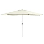 vidaXL Parasol d'extérieur avec mât en métal 390 cm blanc sable