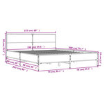 vidaXL Cadre de lit chêne sonoma 150x200 cm bois d'ingénierie et métal