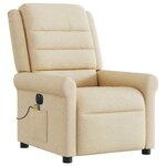 vidaXL Fauteuil inclinable de massage électrique crème tissu