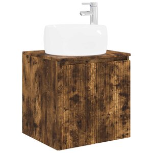 vidaXL Vanité de lavabo mural Chêne fumé 49 5 x 44 5 x 66 cm