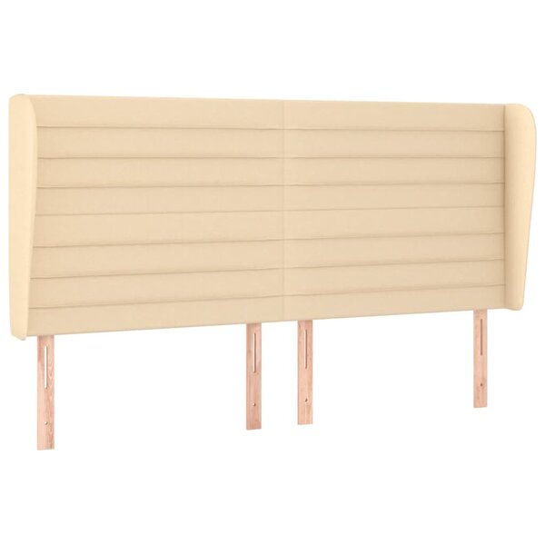 vidaXL Tête de lit avec oreilles Crème 163x23x118/128 cm Tissu