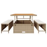 vidaXL Ensemble de salle à manger de jardin 3 pièces avec coussins beige poly rattan et acacia
