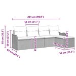 vidaXL Ensemble de canapé de jardin avec coussin 5 Pièces Noir Poly rotin