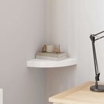 vidaXL Étagère d'angle flottante Blanc brillant 25 x 25 x 3 8 cm MDF