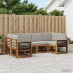 vidaXL Ensemble de canapés d'extérieur 6 pc Naturel et gris clair