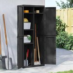 vidaXL Armoire de rangement d'extérieur noir 65x37x165 cm PP